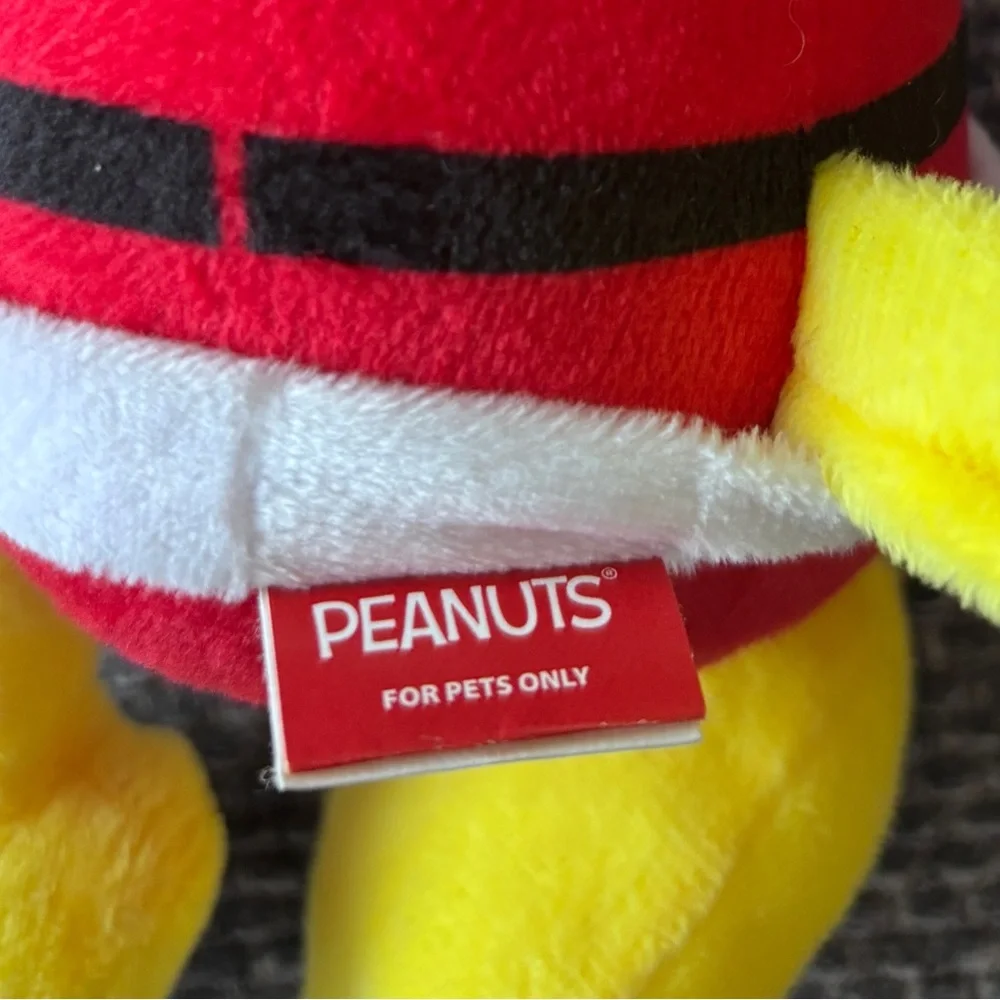 Peanuts Woodstock Santa Dog Toy Plush 9 Inch Squeaker Never Used